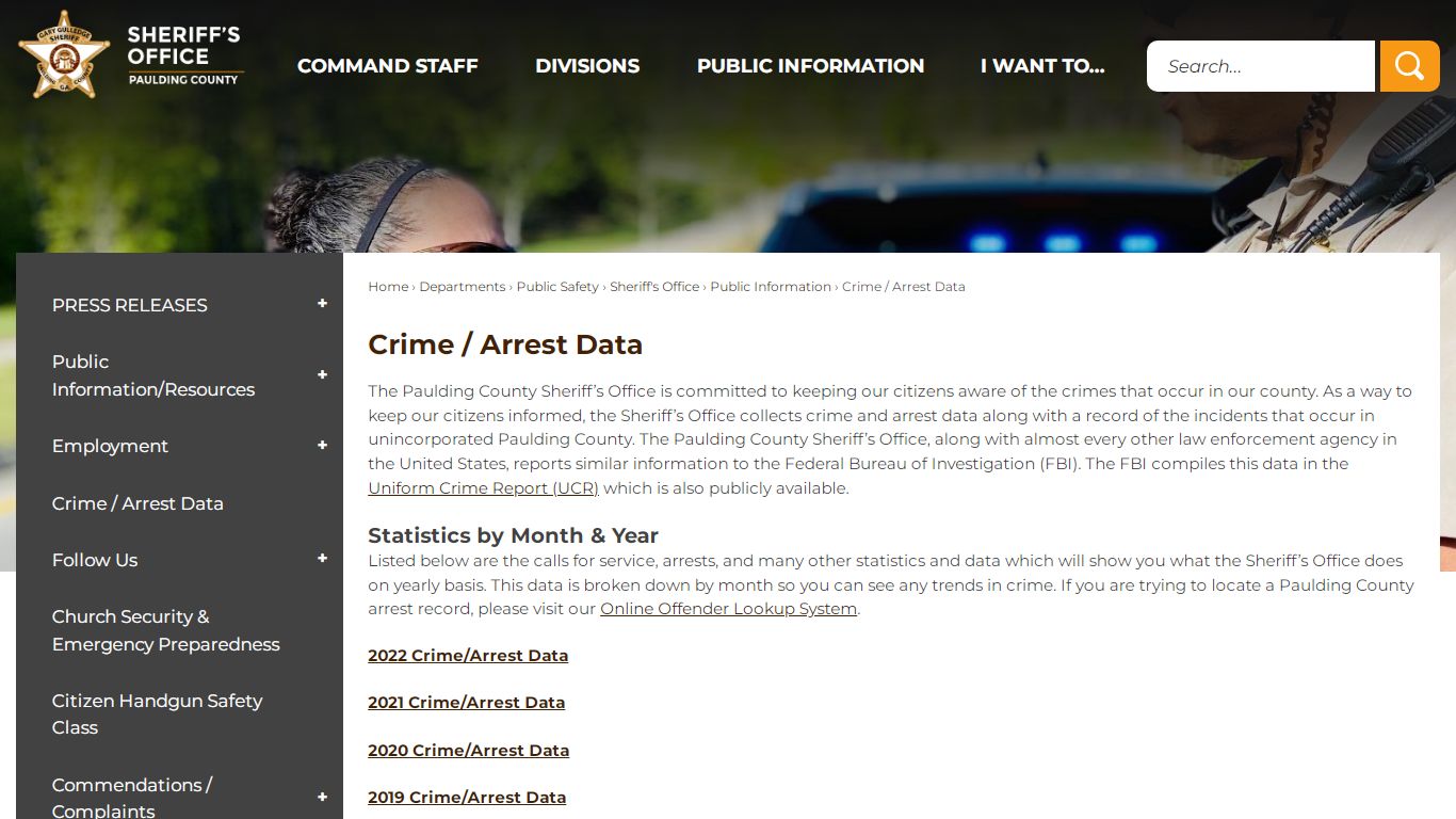 Crime / Arrest Data | Paulding County, GA